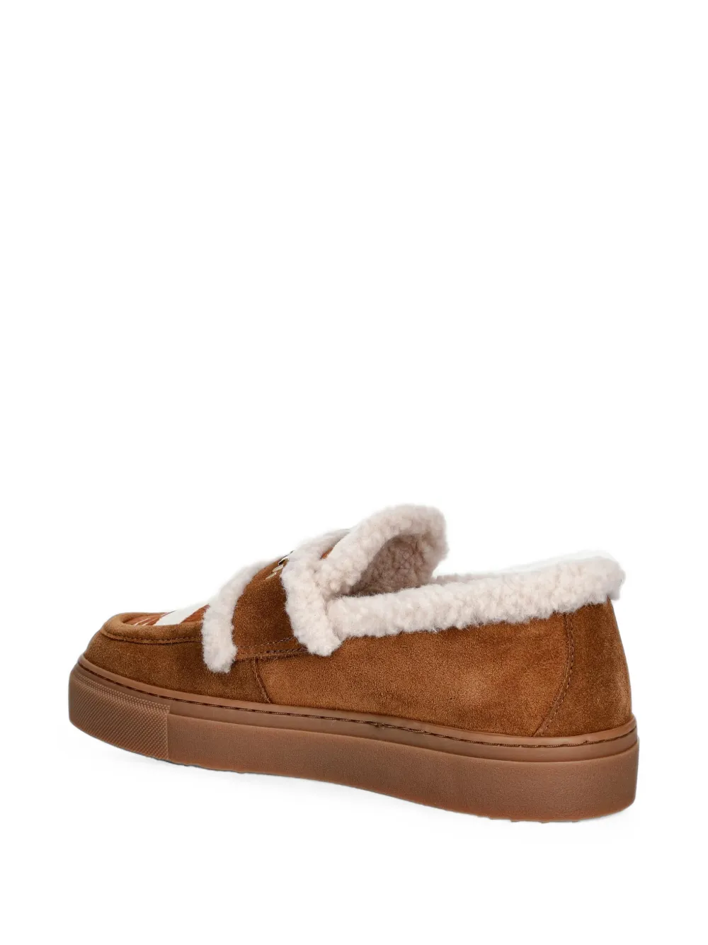 Inuikii shearling-trim cow-print loafers Bruin