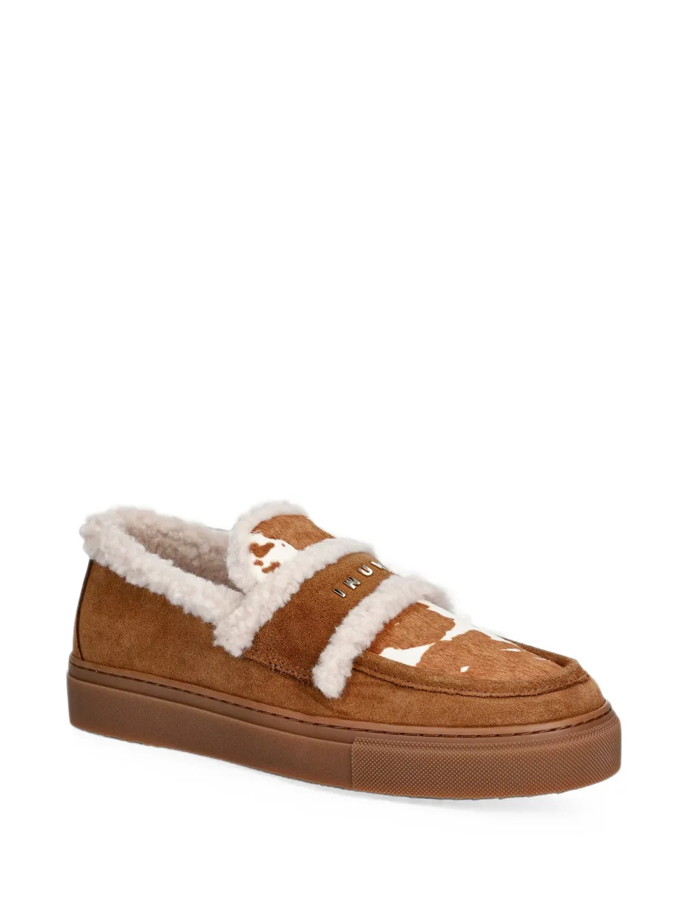 Inuikii shearling-trim cow-print loafers Bruin