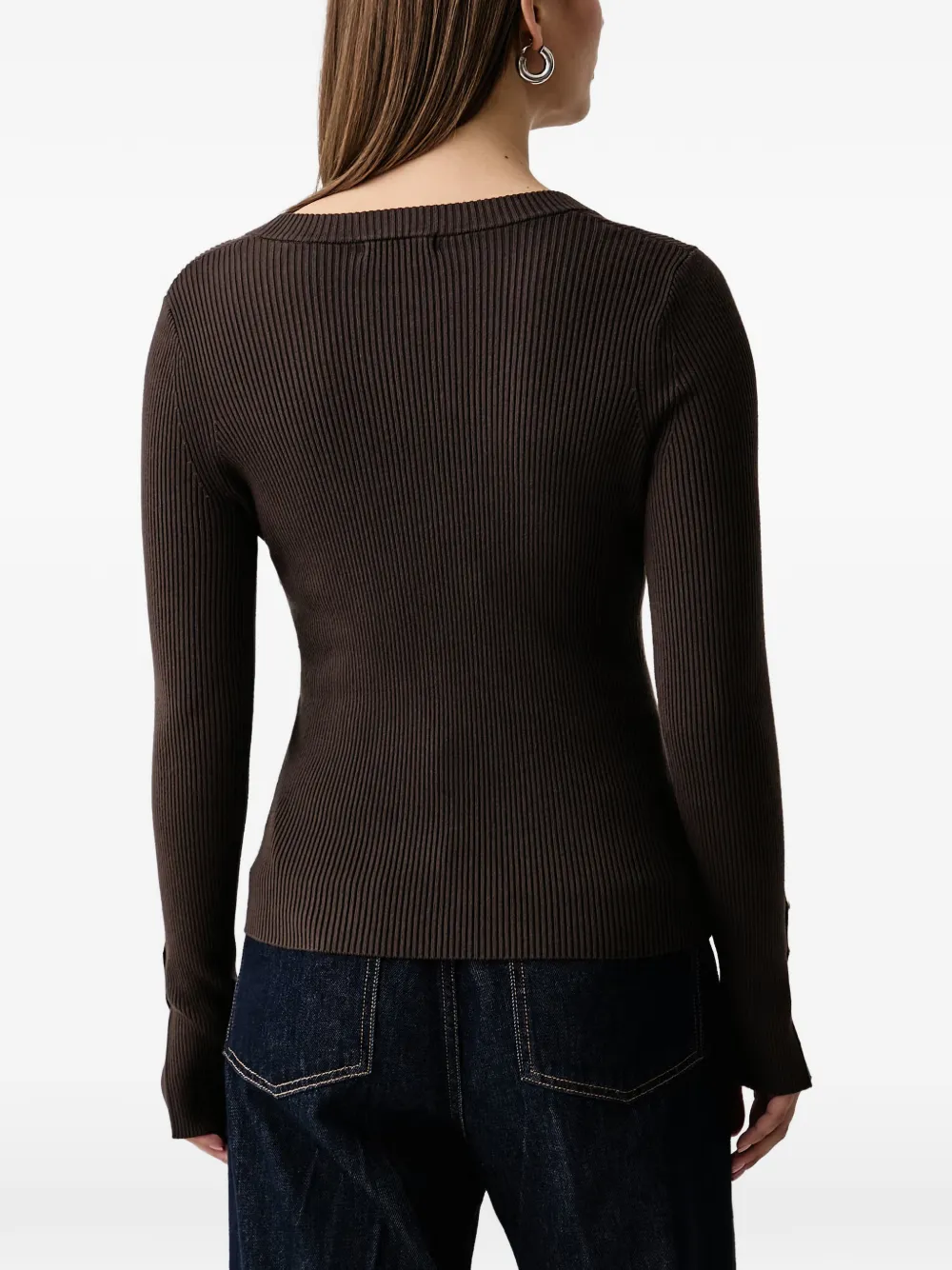 GUESS USA Ribgebreid vest Bruin