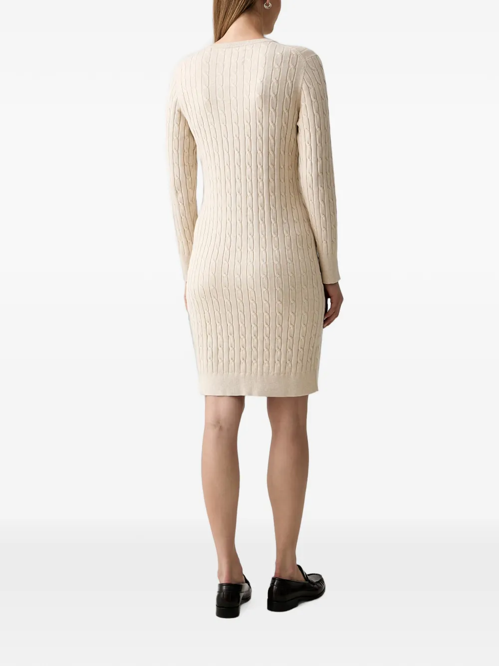 Gant Kabelgebreide mini-jurk met lange mouwen Beige
