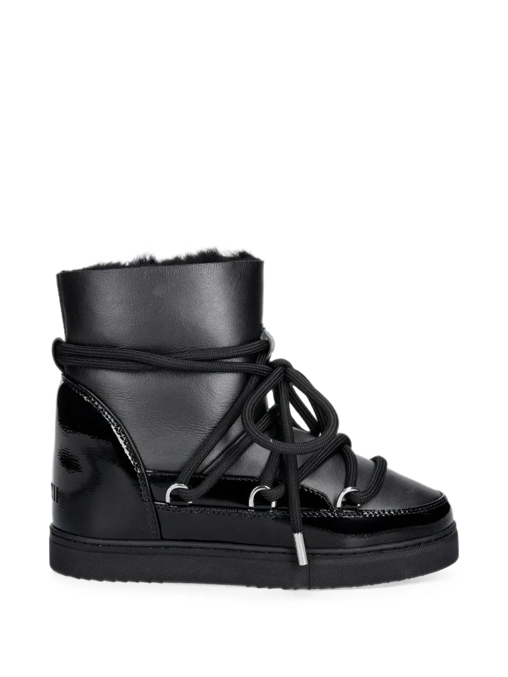 Inuikii patent-panelled lace-up ankle boots