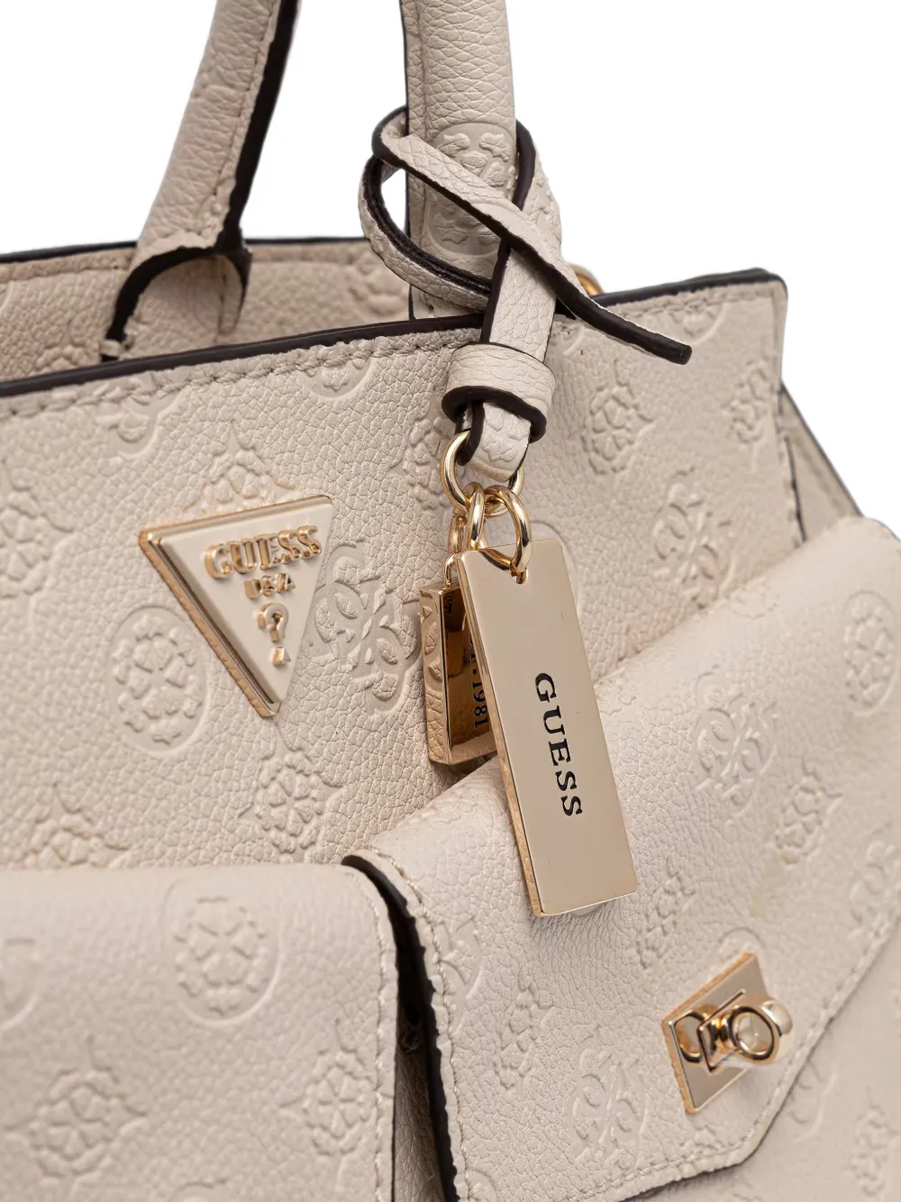 GUESS USA Blake shopper met logo-reliëf Beige