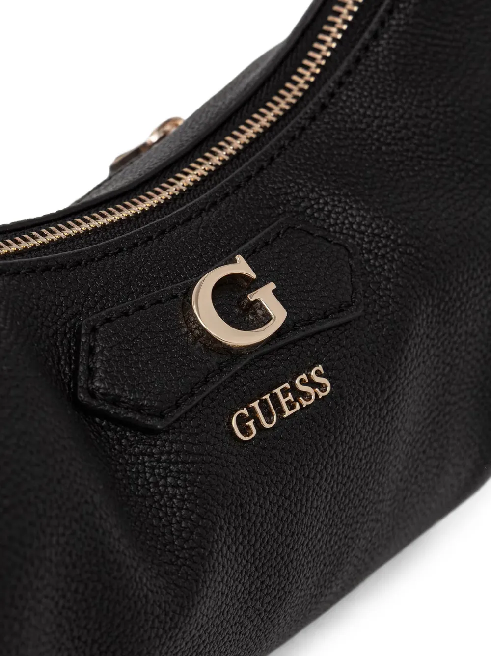 GUESS USA Suzy logo-plaque pebbled shoulder bag Zwart