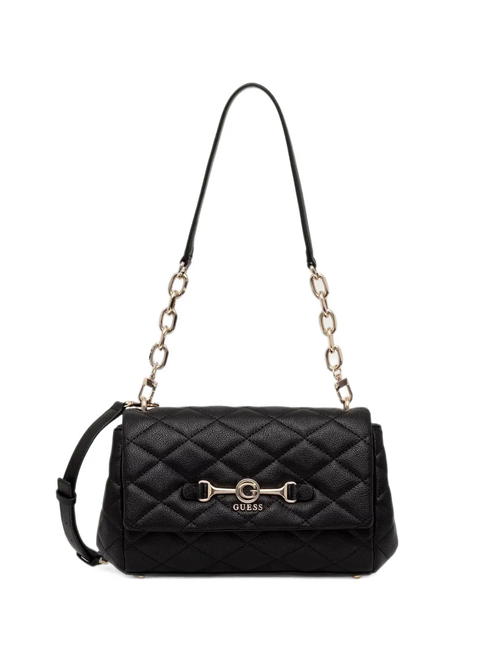 GUESS USA Frances quilted logo-plaque shoulder bag - Nero