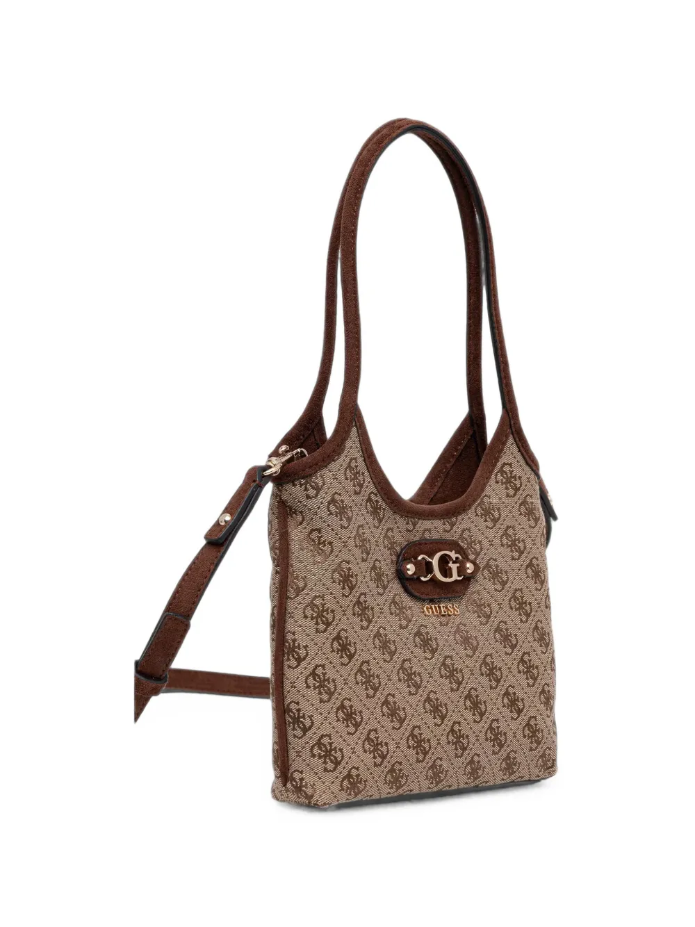GUESS USA Samantha mini-shopper met monogramprint en logoplakkaat Beige