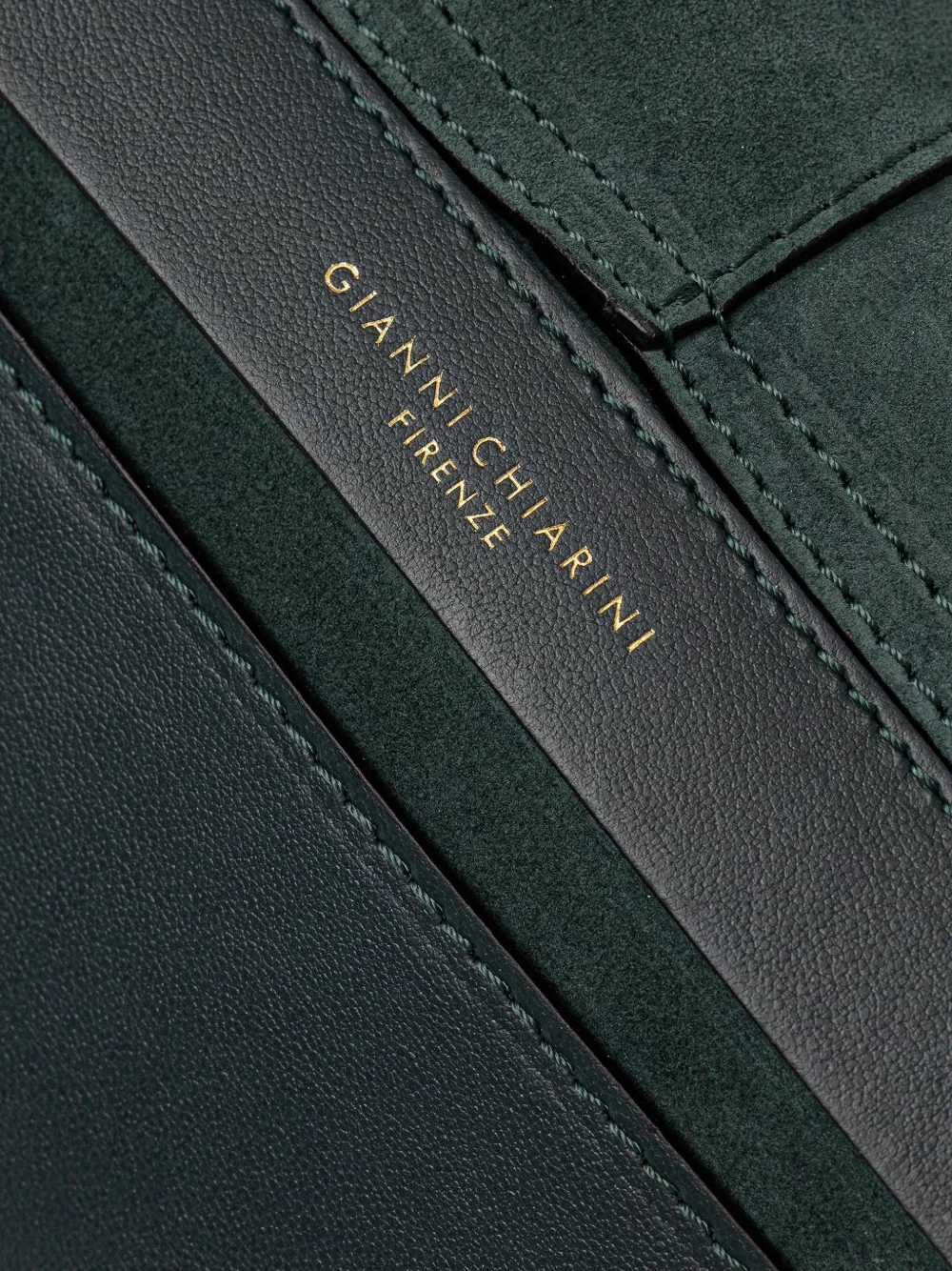 GIANNI CHIARINI Suède schoudertas met contrasterende stiksels Groen