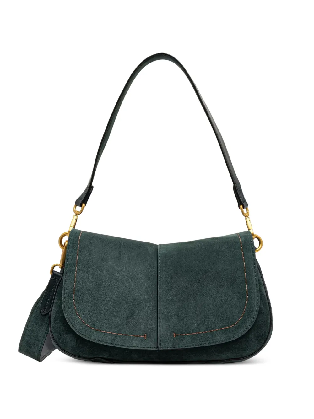GIANNI CHIARINI contrast-stitched suede shoulder bag - Verde
