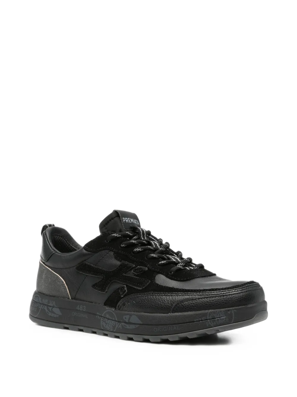 Premiata Nous panelled leather sneakers Zwart