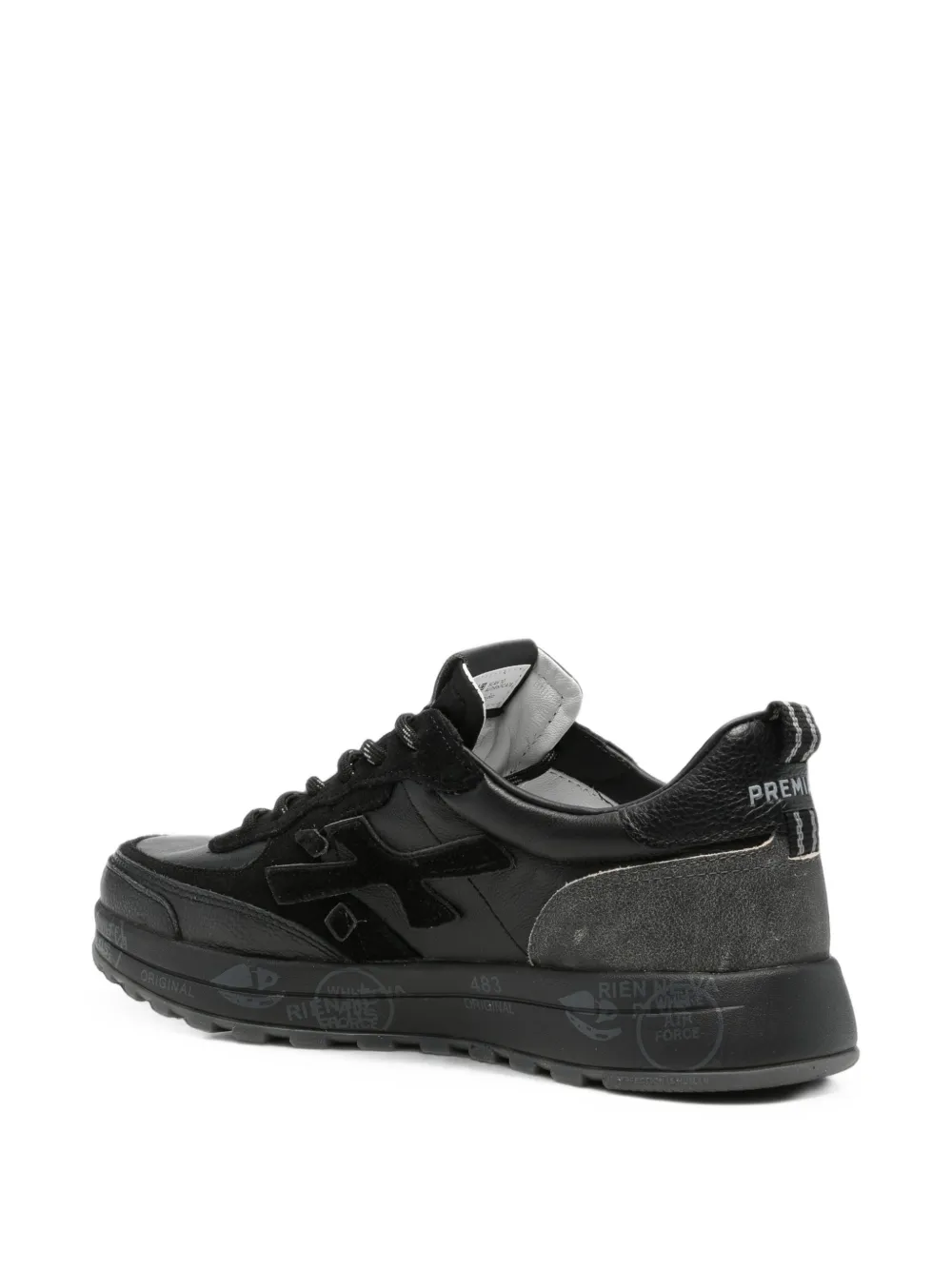 Premiata Nous panelled leather sneakers Zwart