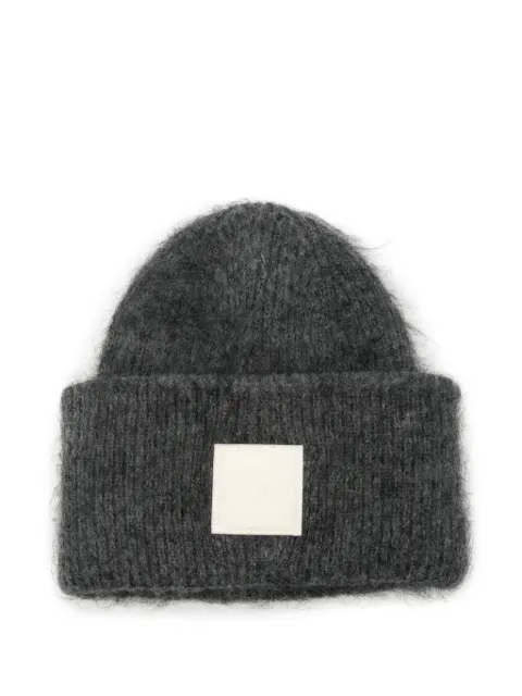 AMI Paris logo-patch mohair-blend beanie hat