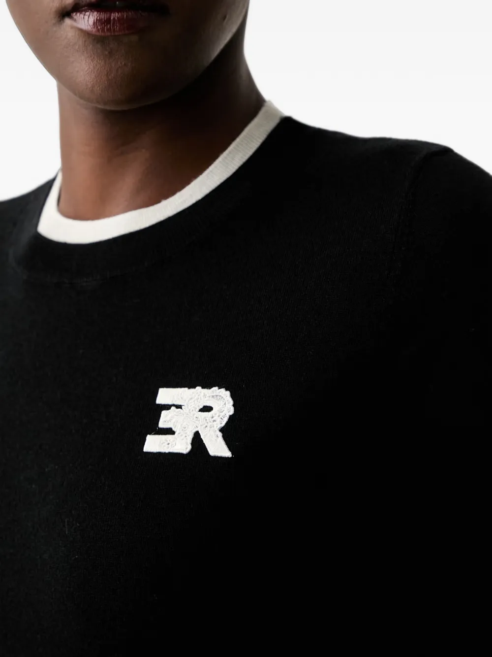 ERMANNO FIRENZE T-shirt met contrasterende afwerking Zwart