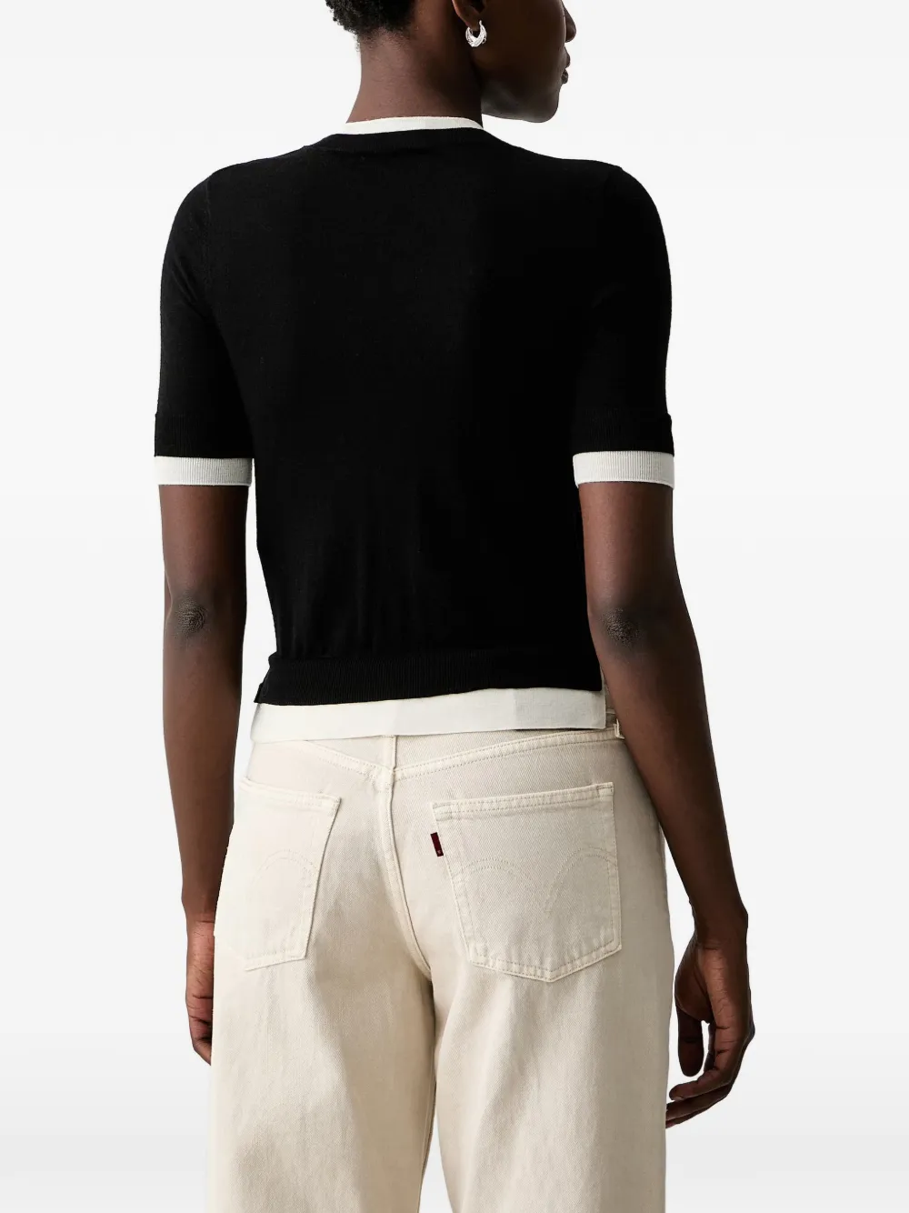 ERMANNO FIRENZE T-shirt met contrasterende afwerking Zwart