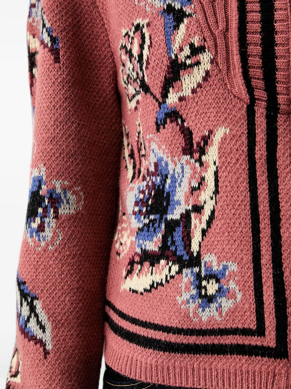 FARM Rio Vest met bloemenintarsia en rits Roze