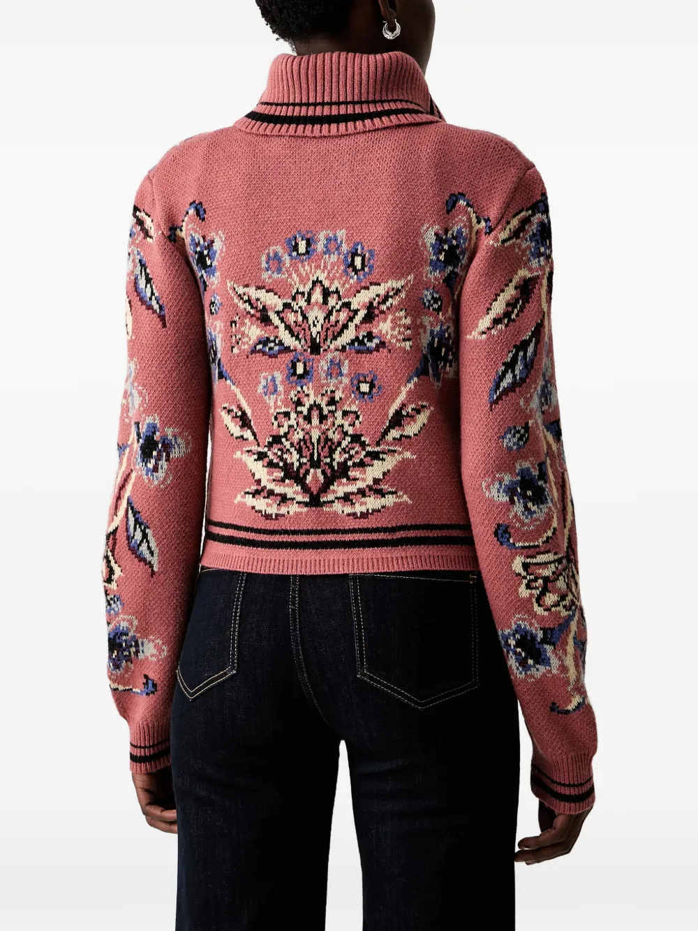FARM Rio Vest met bloemenintarsia en rits Roze