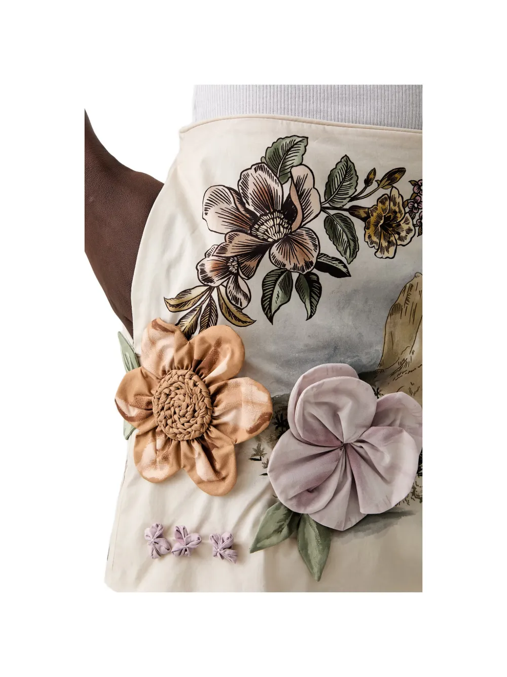 FARM Rio Mini-rok met bloemen-applicatie en grafische print Beige