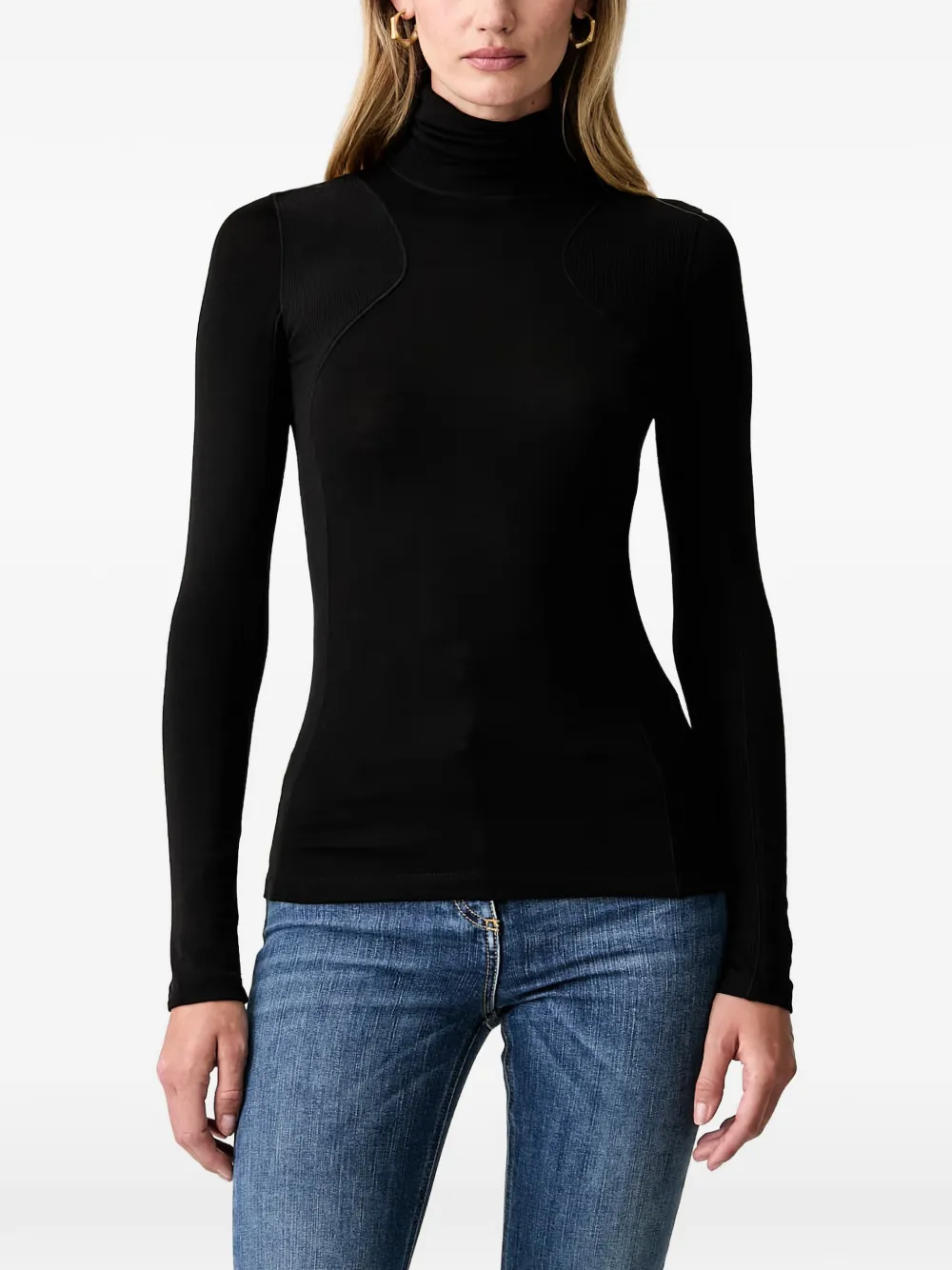 Elisabetta Franchi turtleneck top in lightweight jersey fabric