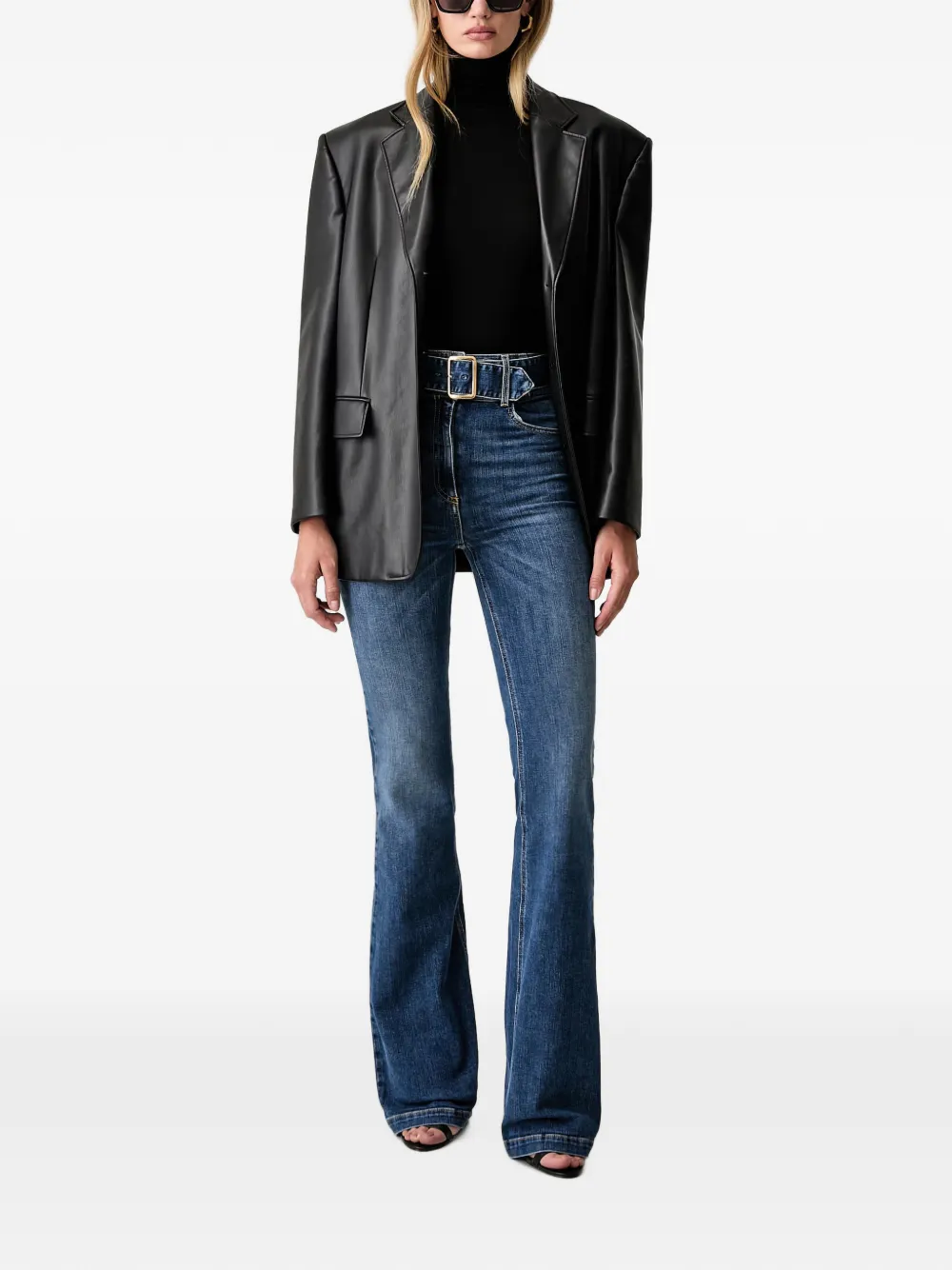 Elisabetta Franchi Top van lichtgewicht jersey met col Zwart