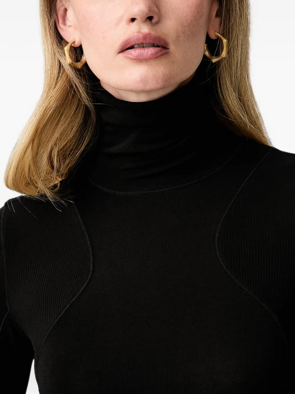 Elisabetta Franchi Top van lichtgewicht jersey met col Zwart