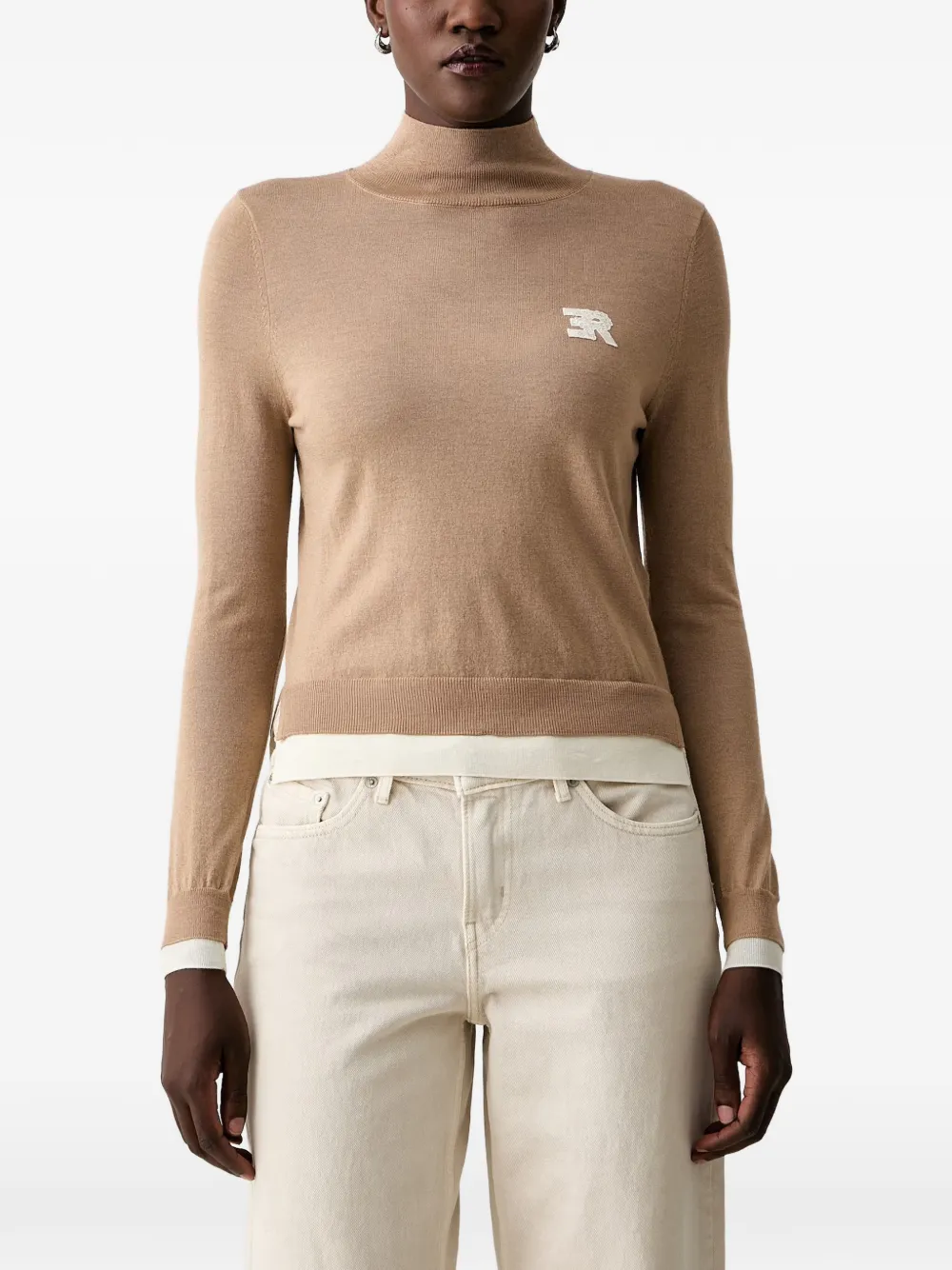 ERMANNO FIRENZE logo-patch sweater - Nude