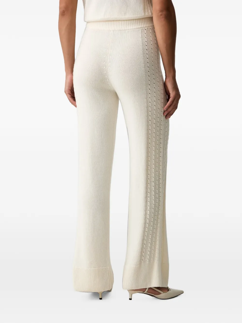 Ermanno Scervino Gebreide broek met wijde pijpen Beige