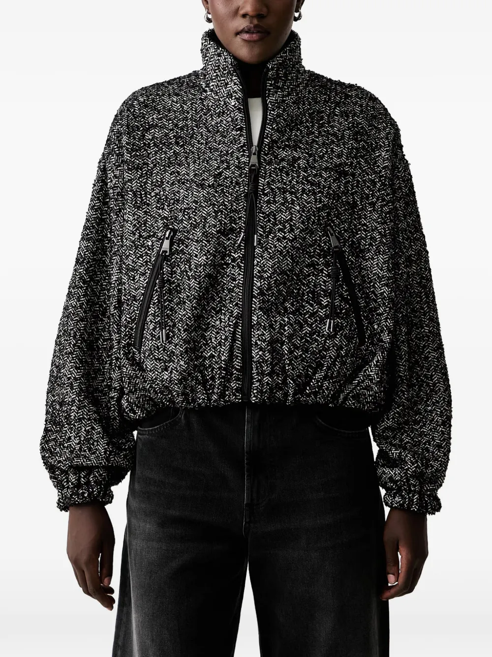ERMANNO FIRENZE sequin-embellished herringbone jacket