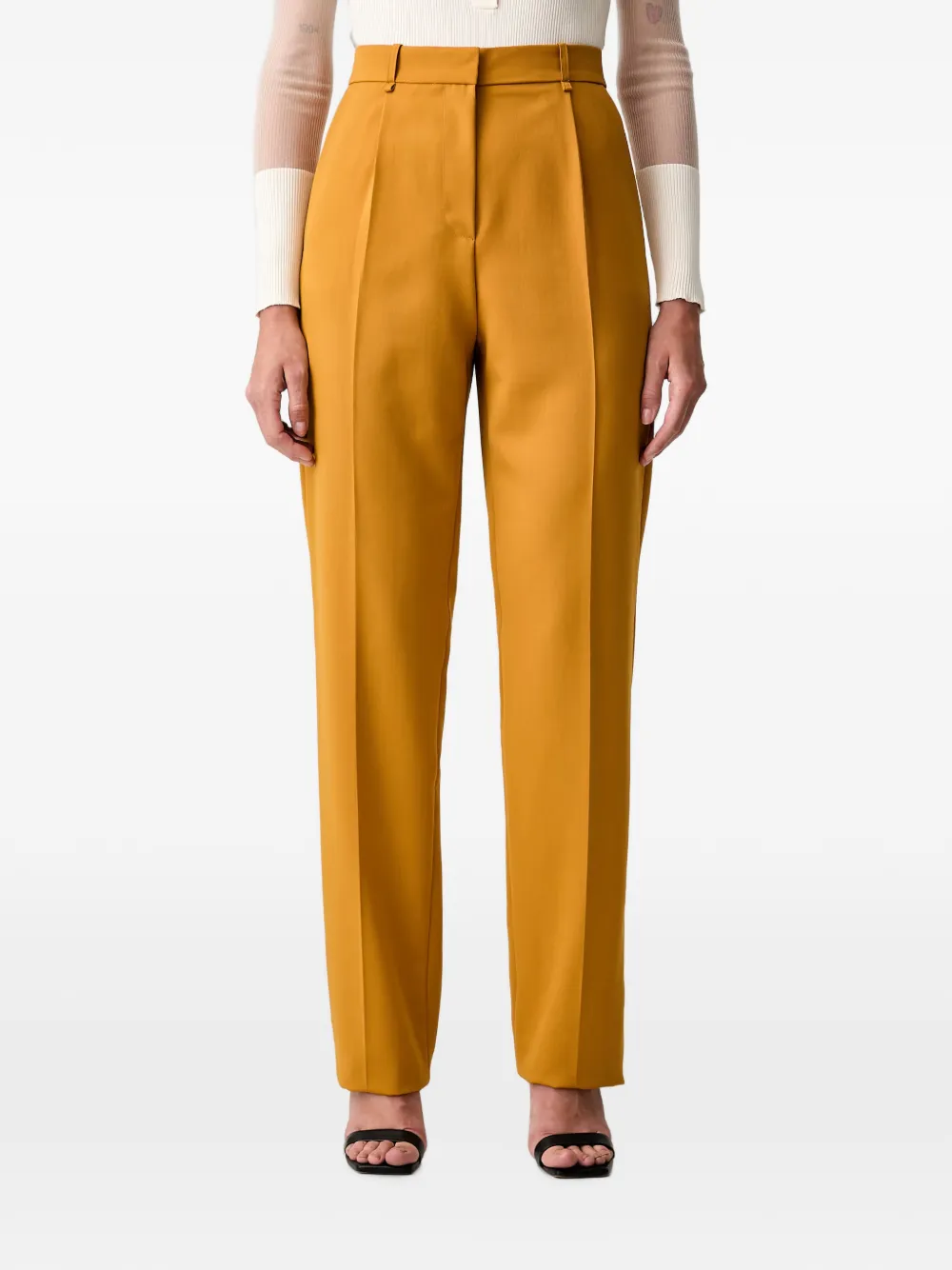 Elisabetta Franchi Trousers In Gabardine Fabric In Yellow