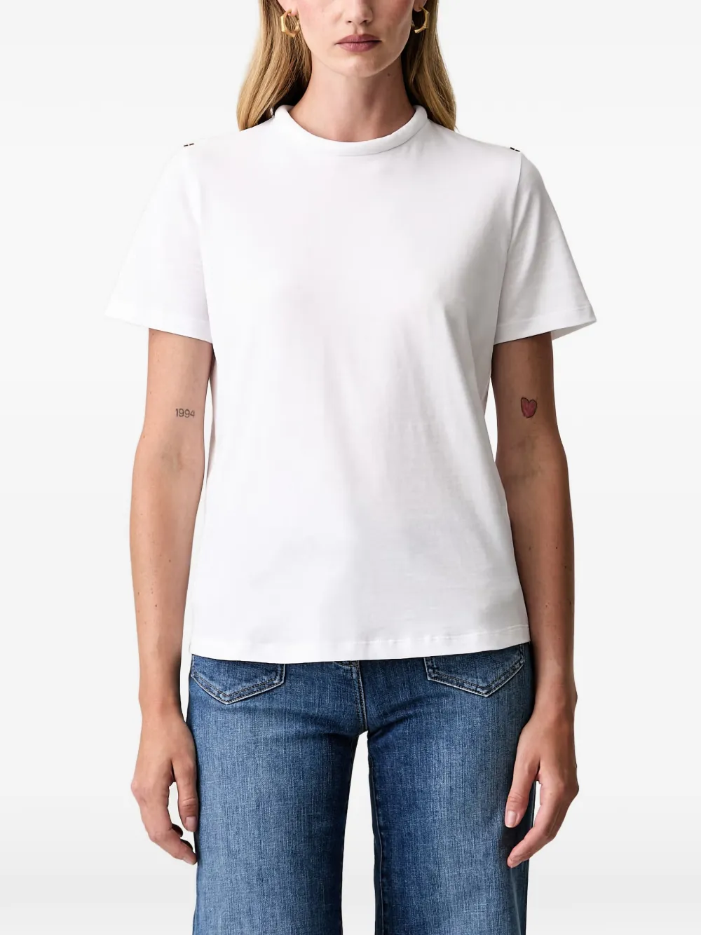 Elisabetta Franchi logo-plaque button-back T-shirt