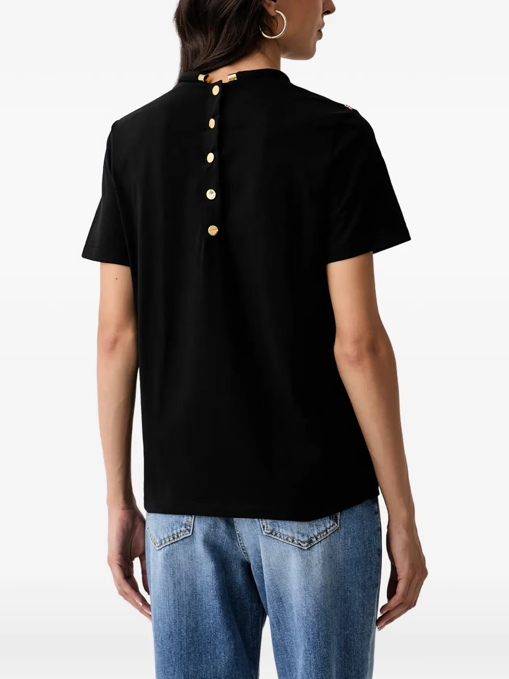 Elisabetta Franchi Button-back T-shirt In Black