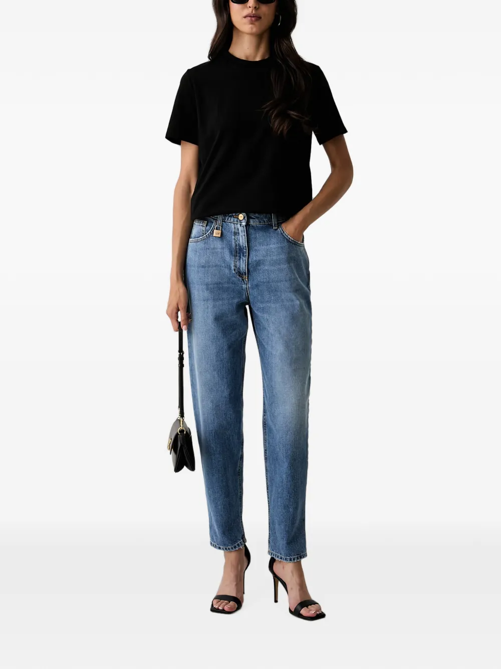 Elisabetta Franchi Button-back T-shirt In Black