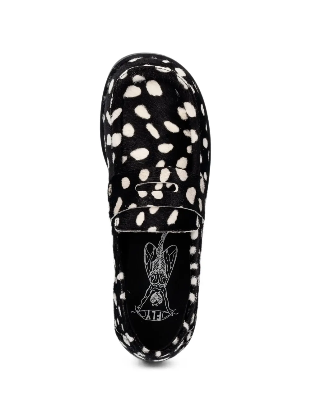 Fly London ANKI534FLY polka-dot pony-hair loafers Zwart