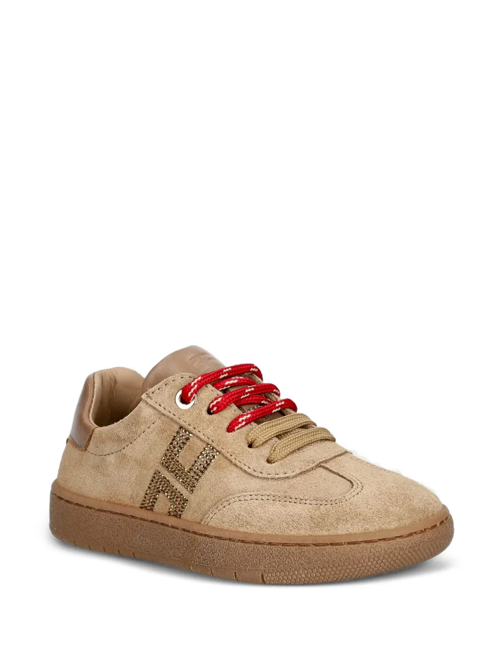 Elisabetta Franchi Kids baskets à logo strassé en daim - Marron Elisabetta Franchi Kids baskets à logo strassé en daim - Marron