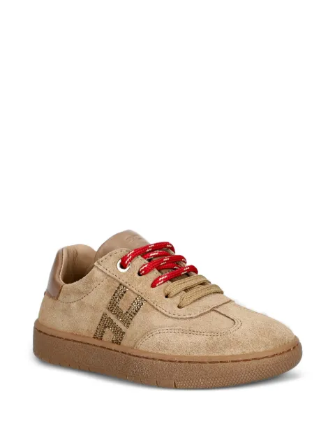 Elisabetta Franchi Kids rhinestone-logo suede sneakers