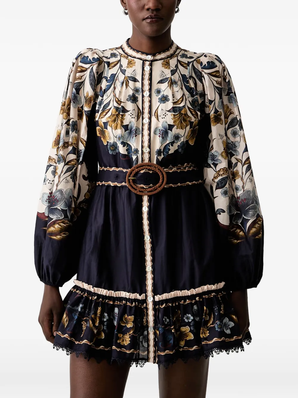FARM Rio Mini-jurk met bloemenprint Blauw