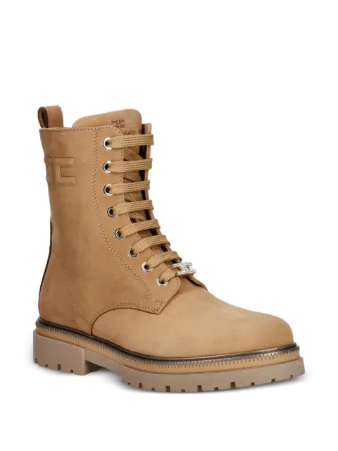 Elisabetta Franchi logo-embossed lace-up boots