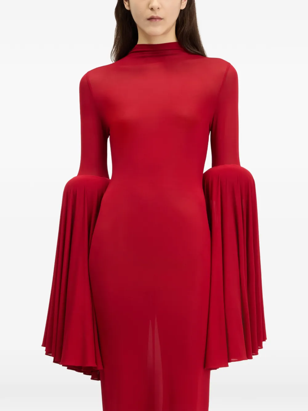 Jean Paul Gaultier pleated-sleeve long dress Rood