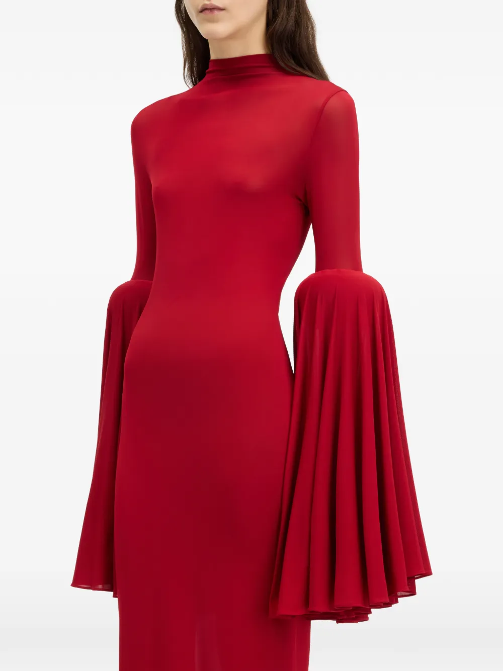 Jean Paul Gaultier pleated-sleeve long dress Rood