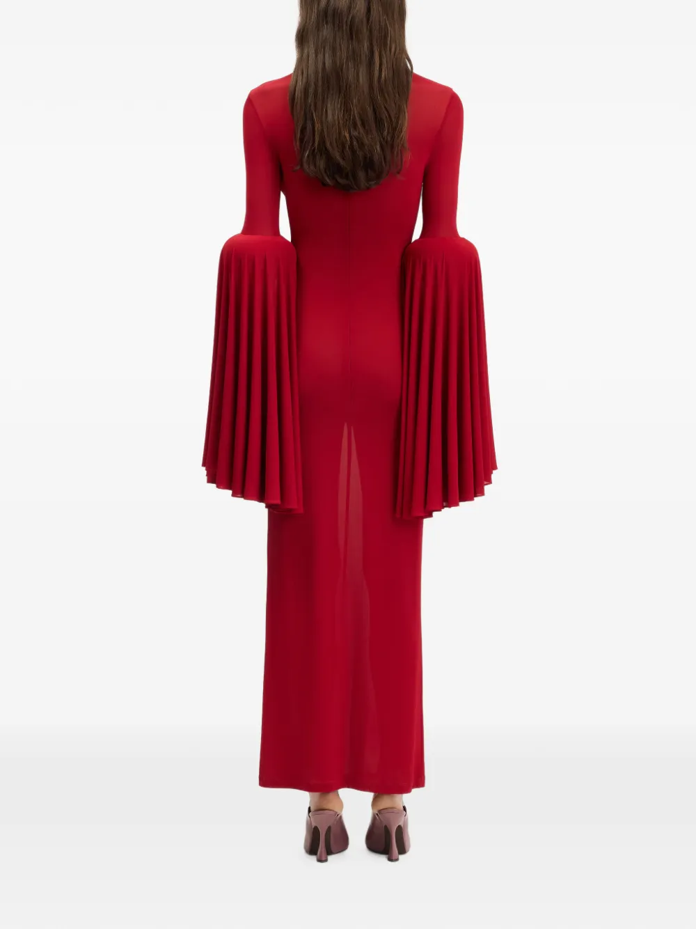 Jean Paul Gaultier pleated-sleeve long dress Rood