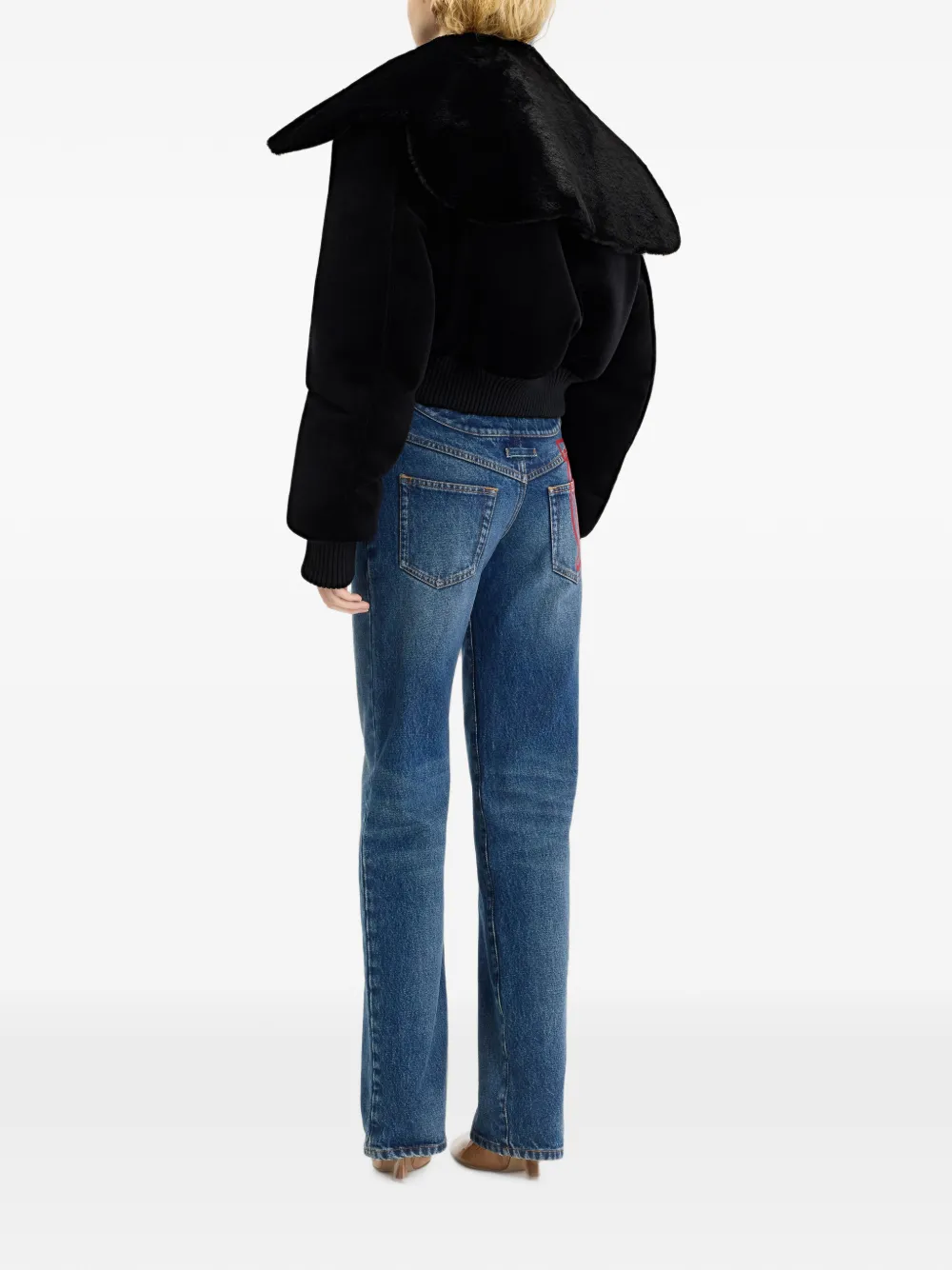 Jean Paul Gaultier Faux-fur Collar Bomber Jacket in Black, view 4