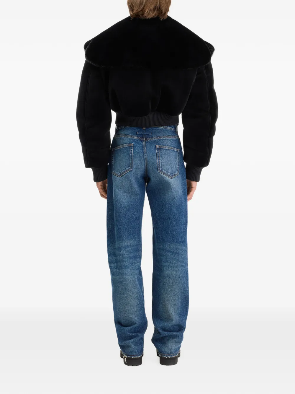 Jean Paul Gaultier Faux-fur Collar Bomber Jacket in Black, view 5