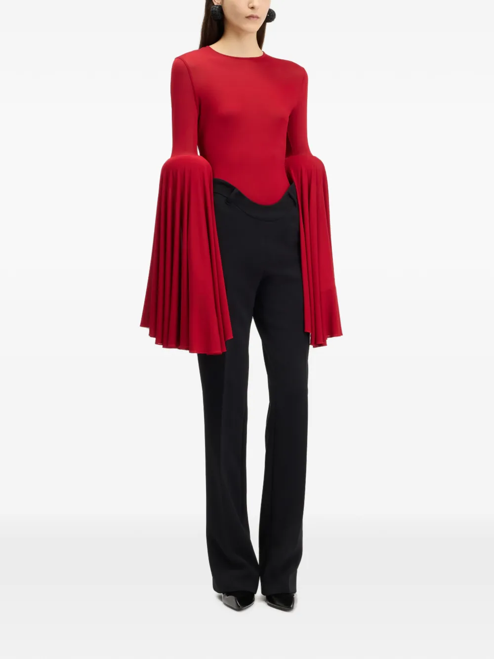 Jean Paul Gaultier Gesmockte top met klokmouwen Rood