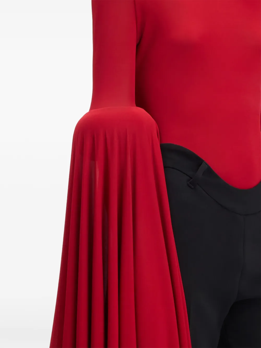 Jean Paul Gaultier Gesmockte top met klokmouwen Rood