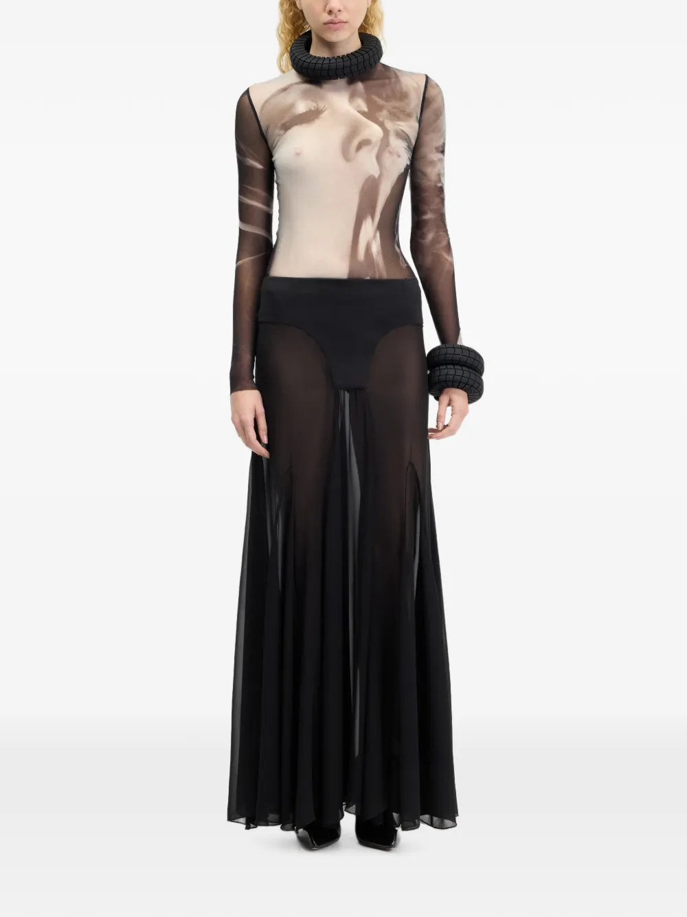 Jean Paul Gaultier Smoking Women T-shirt met lange mouwen Zwart