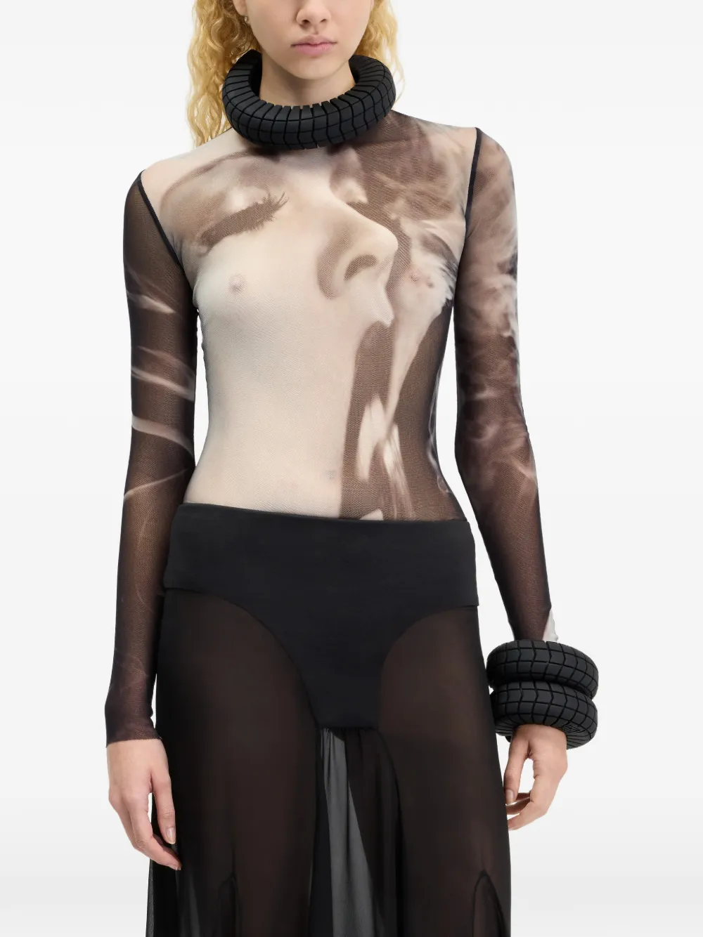 Jean Paul Gaultier Smoking Women T-shirt met lange mouwen Zwart