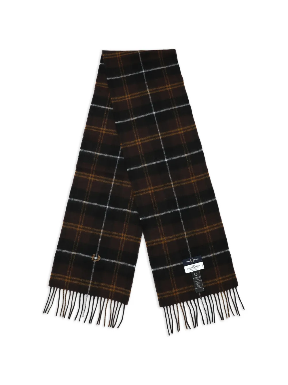 Fred Perry Sjaal met tartan ruit en franje Bruin
