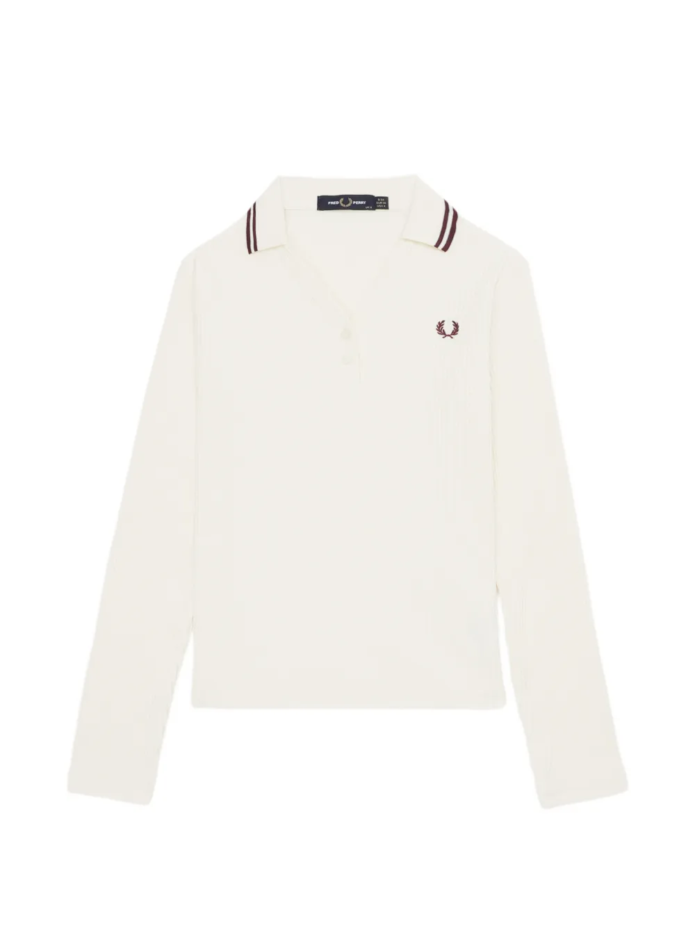 Fred Perry Ribbed-knit Long-sleeve Top In White