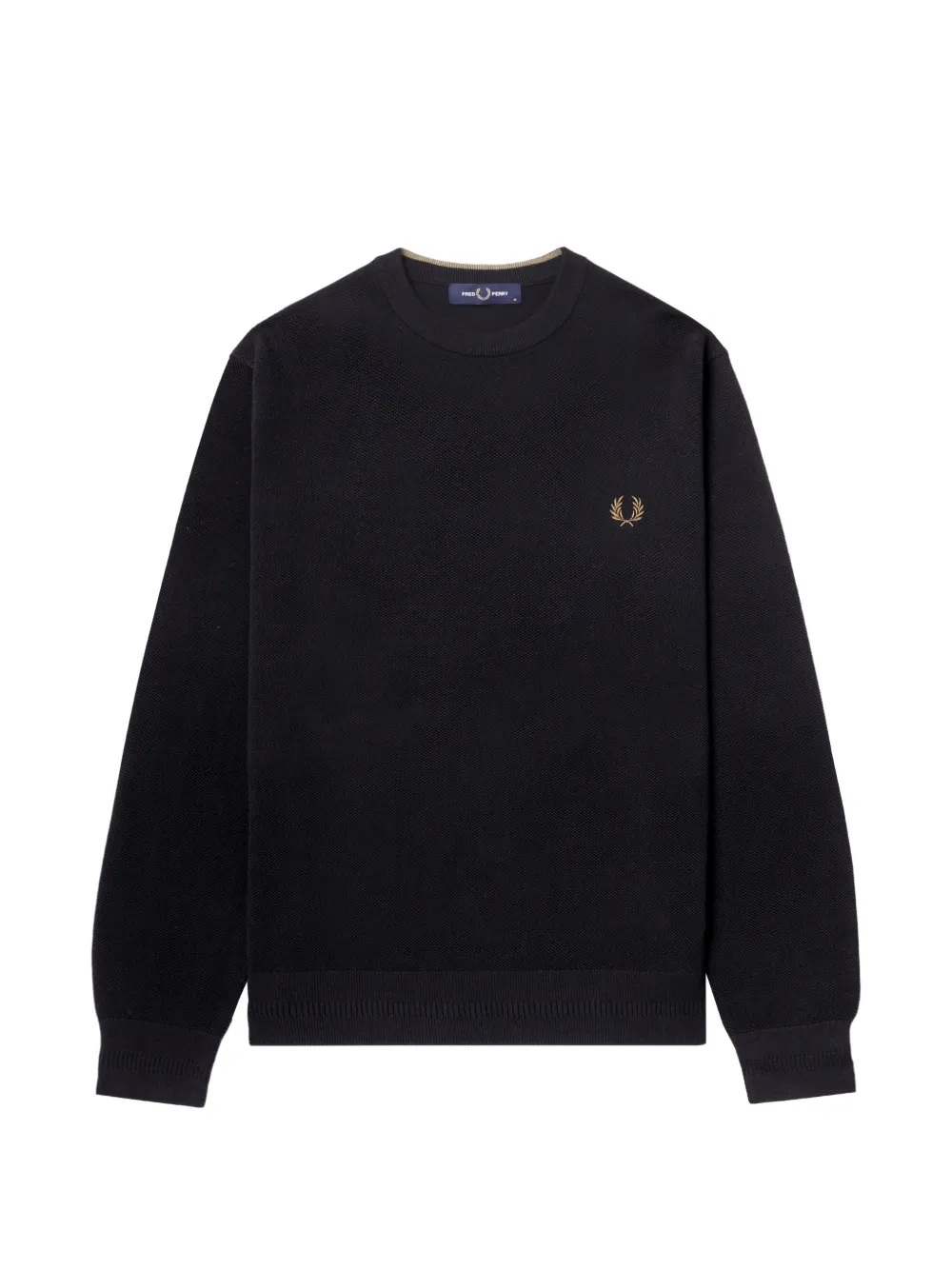 Fred Perry Piqué wreath-embroidered sweater Zwart