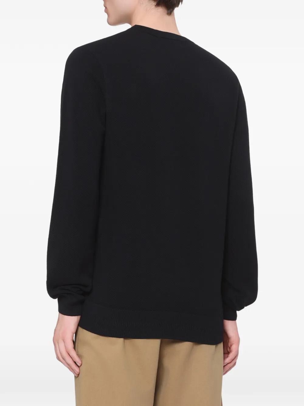 Fred Perry Piqué wreath-embroidered sweater Zwart