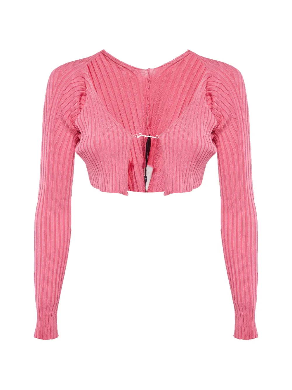 Jacquemus Pre-Owned La Maille Pralù rib-knit cropped cardigan - Rosa