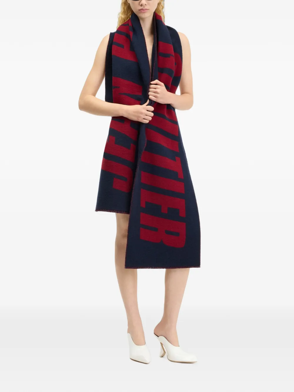 Jean Paul Gaultier Sjaal met intarsia logo Blauw