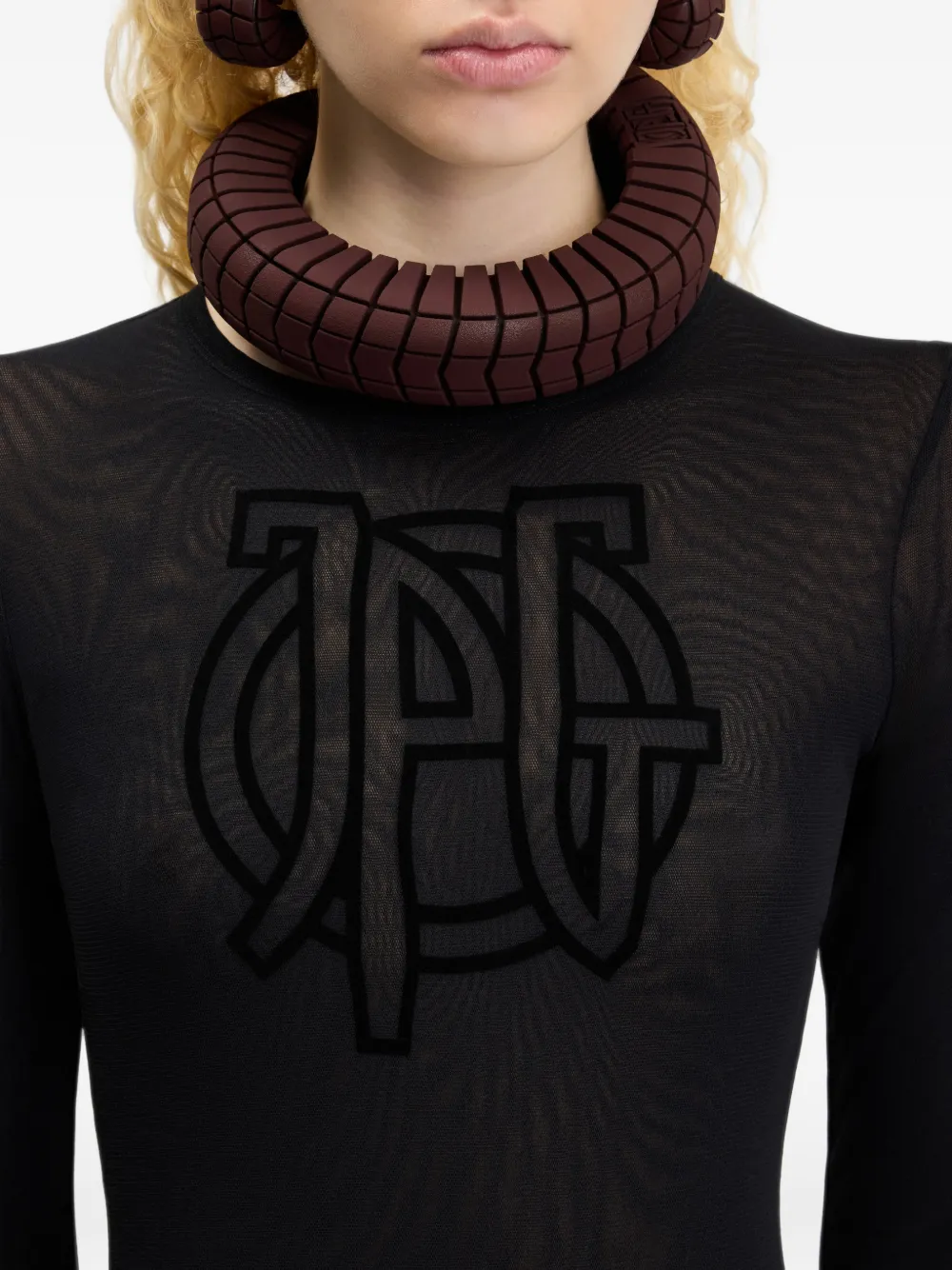 Jean Paul Gaultier logo-flocked maxi dress Zwart